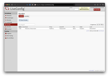 LiveConfig Reseller Ansicht